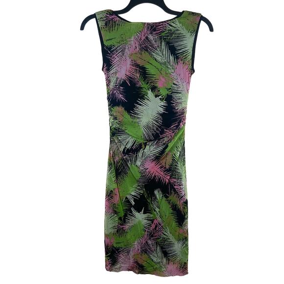Vintage Kay Unger Palm Print Bodycon Midi Dress Womens Large Resort Vacation NWT - Picture 1 of 13